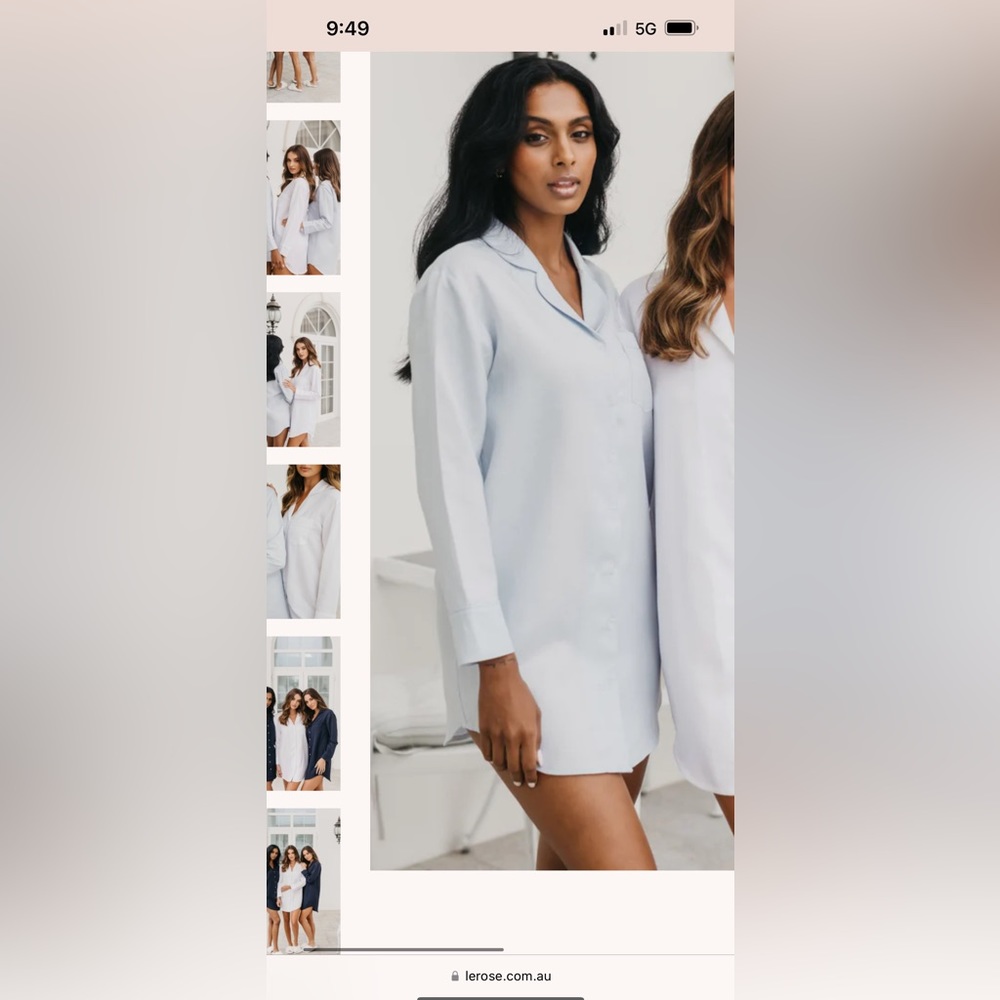 Light blue le rose oversized sleep shirt linen